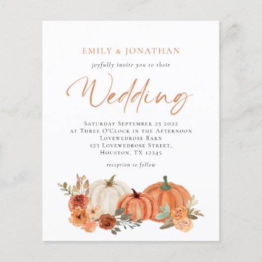 Budget Pumpkins Herfst Florals Wedding (Voorkant)
