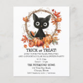 Budget PumpkinWreath BlackCat Halloween Uitnodigin (Voorkant)