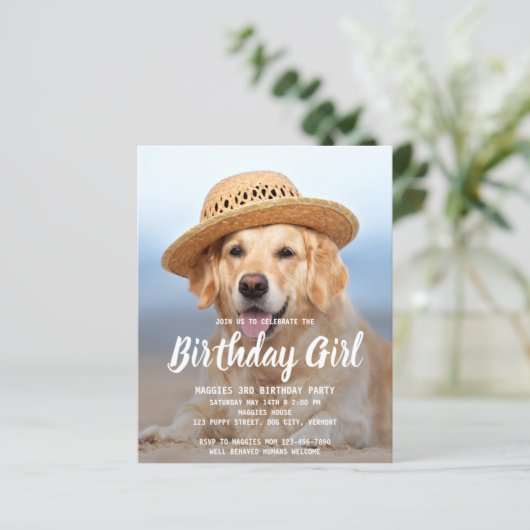 Budget Puppy Dog Birthday Party Pet Photo Invite (Staand voorkant)