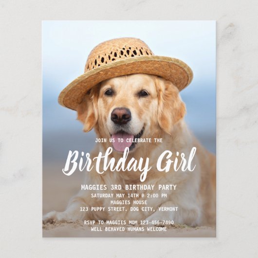 Budget Puppy Dog Birthday Party Pet Photo Invite (Voorkant)