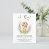Budget Puppy Dog Modern Sage Green Baby shower Inv (Staand voorkant)