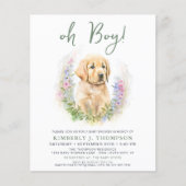 Budget Puppy Dog Modern Sage Green Baby shower Inv (Voorkant)
