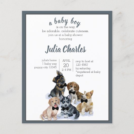 Budget Puppy Hondenthema Schattige Baby shower (Voorkant)