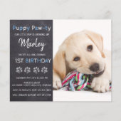 Budget Puppy Pawty Chalkboard Blue Dog Birthday (Voorkant)