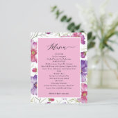 Budget Purple and Pink Floral Wedding  Menu (Staand voorkant)