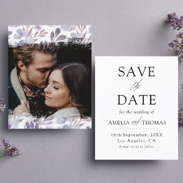 Budget Purple Floral Save the Date Announcement