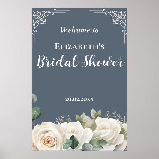 Budget Purple Florals Bridgerton Bridal Shower Poster (Voorkant)
