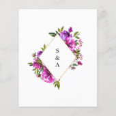 BUDGET Purple Flowers & Green Wedding Invitation (Achterkant)