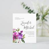 BUDGET Purple Flowers Minimale huwelijksuitnodigin (Staand voorkant)