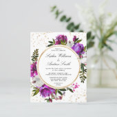 Budget Purple Flowers Wreator Wedding Invitation (Staand voorkant)
