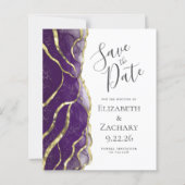 Budget Purple Gold Ink Wedding Save the Date (Voorkant)