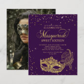 BUDGET Purple Gold Photo Masquerade Sweet 16 (Voorkant / Achterkant)