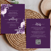 Budget Purple Lilac Silver Floral QR Code Wedding