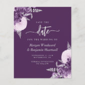 Budget Purple Lilac Silver Floral Save the Date (Voorkant)