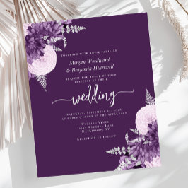 Budget Purple Lilac Silver Floral Wedding Invite