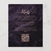 Budget Purple Rose Gold Floral QR Code Wedding (Achterkant)