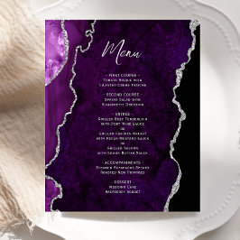 Budget Purple Silver Agate Wedding Menu