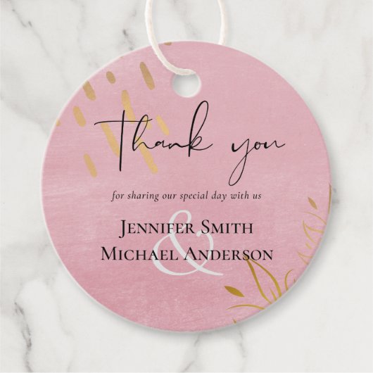 BUDGET Pusty Pink Gold Weddenschap Bedankjes Labels (Voorkant)