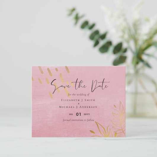 BUDGET Pusty Pink Gold Weddenschap Briefkaart (Staand voorkant)