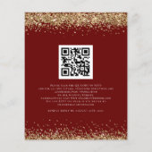 Budget QR Burgundy Gold Glitter Wedding Invite (Achterkant)