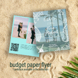 Budget QR CODE 3 foto's zomerstrand bruiloft Flyer
