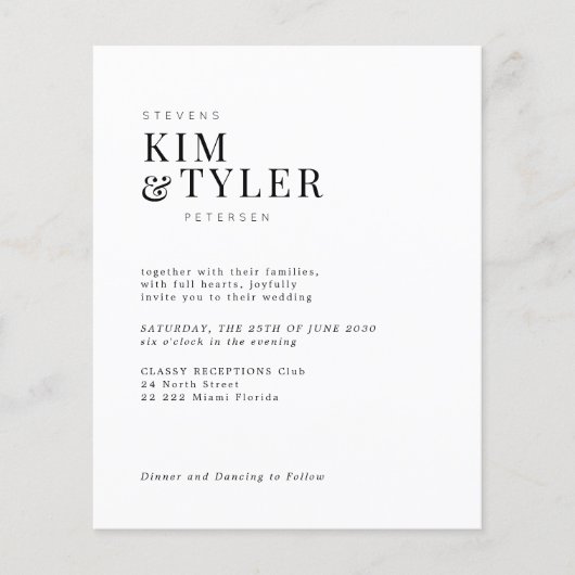 Budget QR CODE 4 foto's moderne trouwuitnodiging (Voorkant)