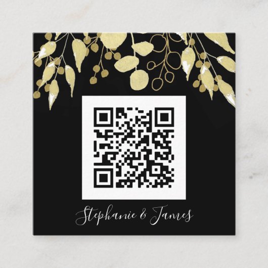 Budget QR Code Black Gold Weduwen uitnodiging (Voorkant)
