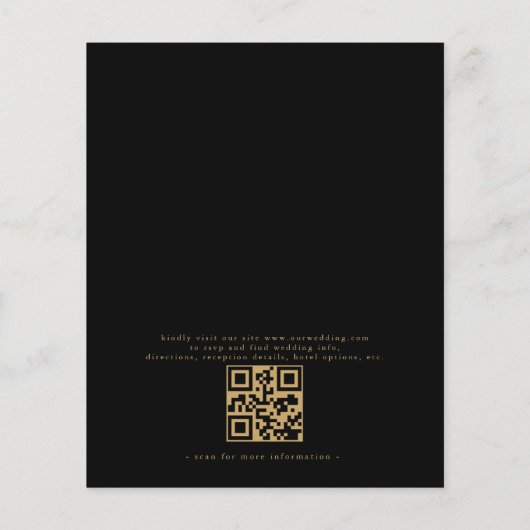 Budget QR Code Black Gold Weduwen uitnodiging (Achterkant)