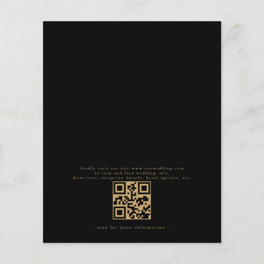 Budget QR Code Black Gold Weduwen uitnodiging Flyer (Achterkant)
