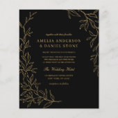 Budget QR Code Black Gold Weduwen uitnodiging Flyer (Voorkant)