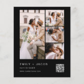 Budget QR Code Black White Weduwen Uitnodiging (Voorkant)