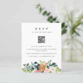 Budget QR CODE bloemige elegante uitnodiging RSVP (Staand voorkant)