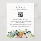 Budget QR CODE bloemige elegante uitnodiging RSVP (Voorkant)