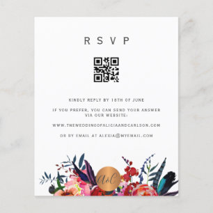 Budget QR CODE bloemige elegante uitnodiging RSVP Flyer