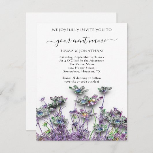 Budget QR CODE Bloemrijke Weide Paars (Voorkant / Achterkant)