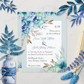 BUDGET QR code blue flower bruiloft uitnodiging