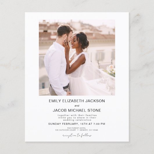 Budget QR-code Calligrafie Huwelijksuitnodiging (Voorkant)