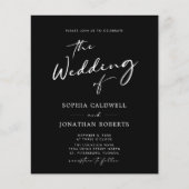 Budget QR Code Calligraphy Black and White Wedding Flyer (Voorkant)