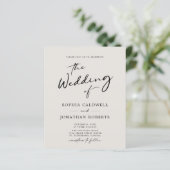 Budget QR Code Calligraphy Eggshell Wedding Invite (Staand voorkant)