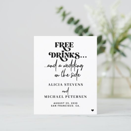 Budget QR code casual wedding save the date card (Staand voorkant)