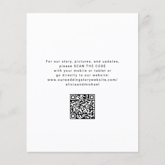 Budget QR code casual wedding save the date card (Achterkant)