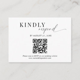 Budget QR Code Classy Zwart Wit Script Bruiloft Informatiekaartje