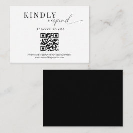 Budget QR Code Classy Zwart Wit Script Bruiloft Informatiekaartje