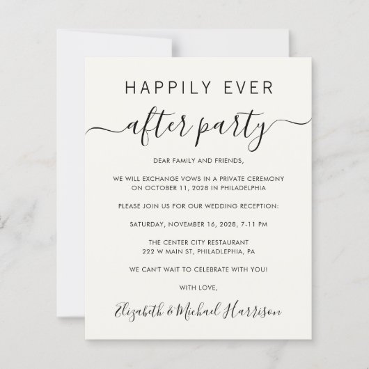 Budget QR Code Cream Wedding ReceptIon Uitnodiging (Voorkant)