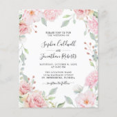 Budget QR Code Details Rozen Bruiloftsuitnodiging (Voorkant)