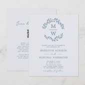 Budget QR Code Deusty Blue Monogram Weddenschap Ui (Voorkant / Achterkant)