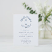 Budget QR Code Deusty Blue Monogram Weddenschap Ui (Staand voorkant)
