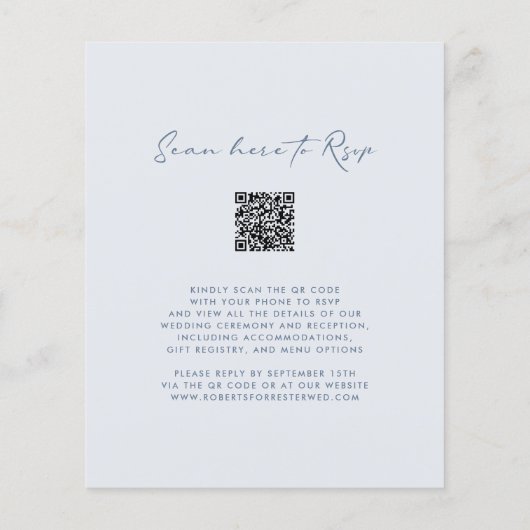 Budget QR Code Deusty Blue Monogram Weddenschap Ui (Achterkant)