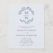 Budget QR Code Deusty Blue Monogram Weddenschap Ui (Voorkant)
