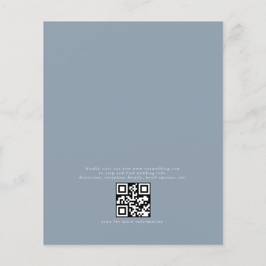 Budget QR Code Dusty Blue bruiloft uitnodiging Flyer (Achterkant)